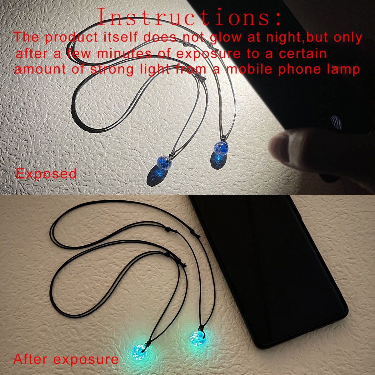 Luminous Bead Couple's Necklace Hand-woven Jewelry Set